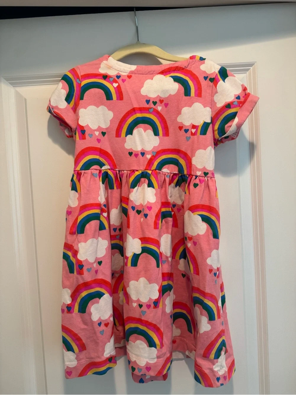 Mini Boden Pink Rainbow & Cloud Print Dress